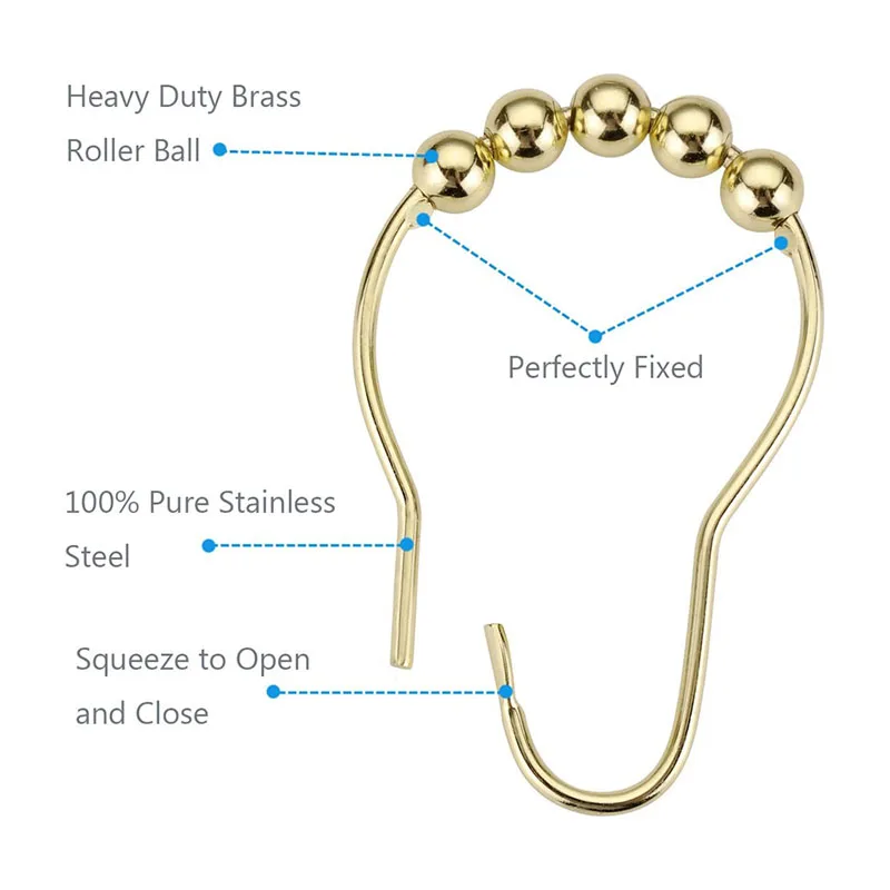 6 uds/12 Uds. Anillo de gancho para cortina de ducha a prueba de herrumbre adecuado para barra de ducha de baño gancho de ducha anillos para cortina de ducha - imagen 3