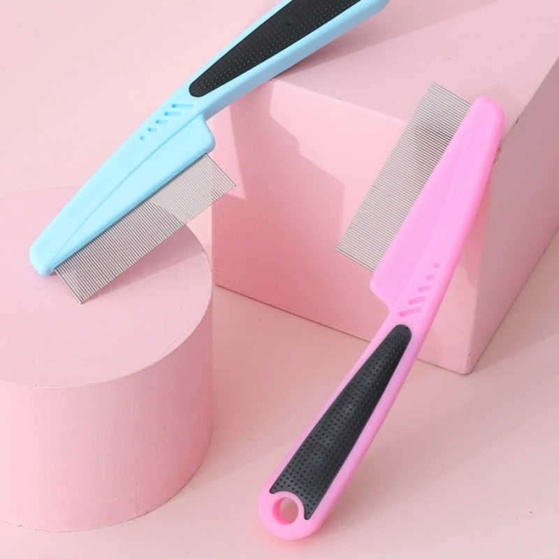 Peine profesional para piojos de acero inoxidable, eliminación de nitros de dientes finos y peine para caspa para gatos y perros, herramienta multiusos para peinar el cabello