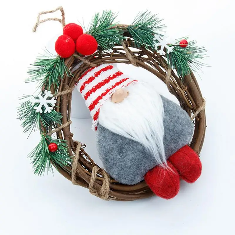 Corona de Navidad de Gnomo, decoración de ventana de Navidad, corona de puerta hecha a mano para pared, chimenea, granja - imagen 4
