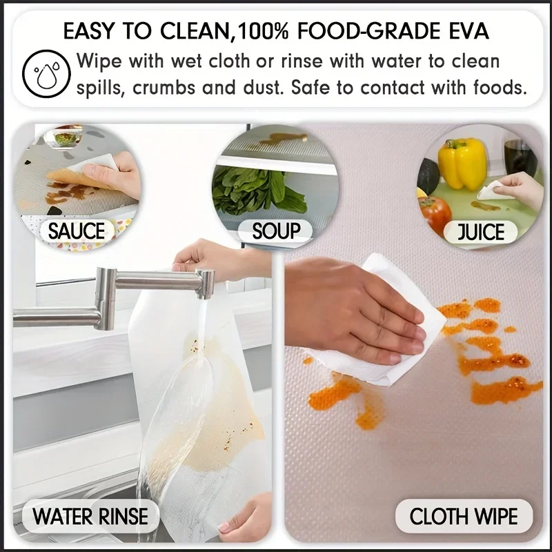 Estera de revestimiento para refrigerador impermeable de EVA, almohadilla de cocina lavable con moho, mantel Individual para cajón de gabinete antiaceite, estera para nevera con aislamiento térmico, 4 Uds. - imagen 5