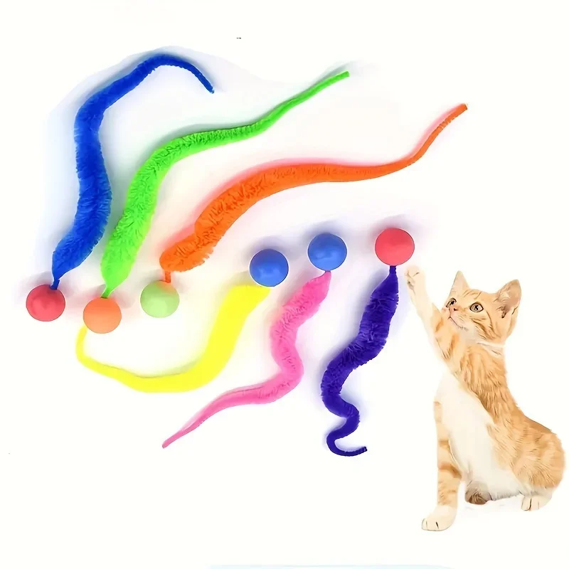 Juguete para gatos de Color aleatorio, bola elástica, oruga de colores, construcción de plástico duradera no eléctrica, 1 ud. - imagen 3