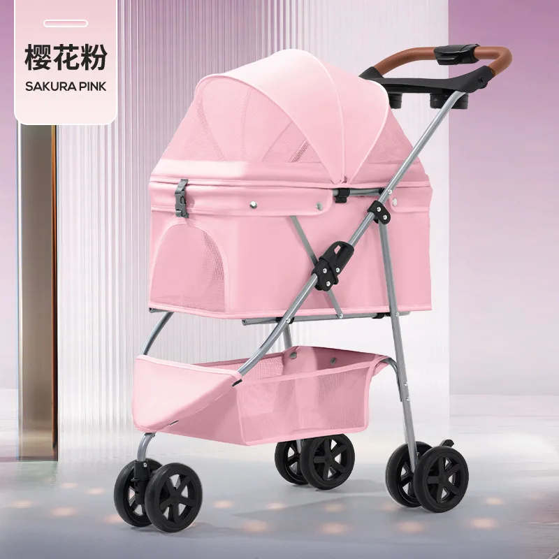 El carrito para mascotas es ligero y portátil, plegable, para salir, viajar, caminar, perros, gatos y perros, triciclo, cochecitos para mascotas - imagen 5