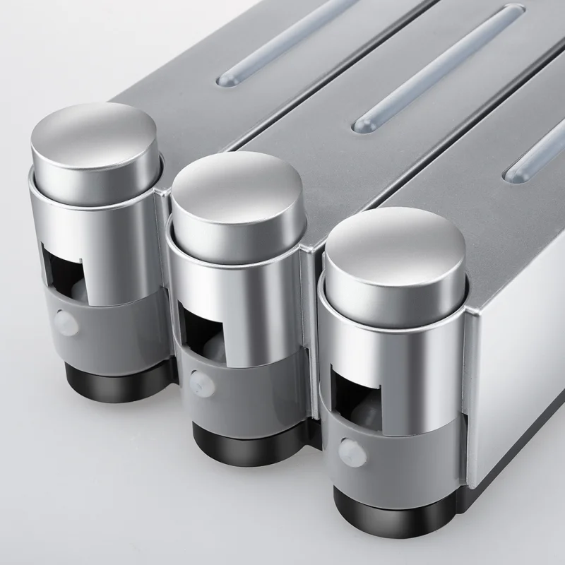 Dispensador de jabón LAMGOOL, dispensador de jabón de ducha montado en la pared, dispensador de detergente en Gel de ducha para accesorios de baño sin perforación - imagen 4