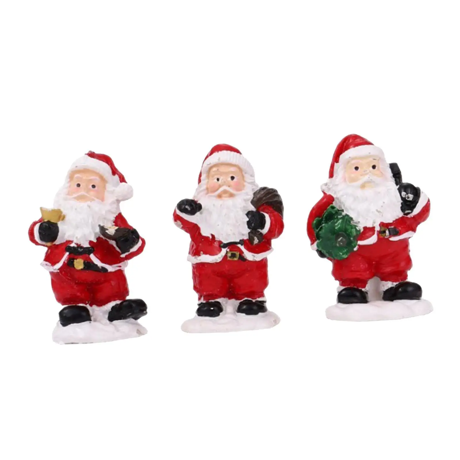 3 Pieces Miniature Santa Figurine Santa Statue Ornament Xmas Sculpture for Wedding 3 Pieces Miniature Santa Figurine Santa Statue Ornament Xmas Sculpture for Wedding