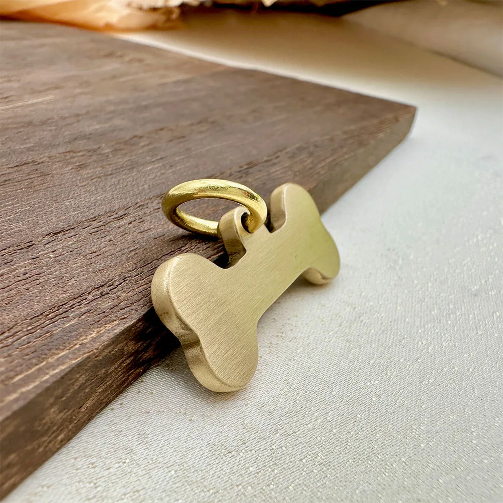 New Bone Personalized Dog Tag Name Pet ID Tag Solid Brass Pets Anti-lost Tag Puppy Accessories Dogs Collar Customized Engraved - imagen 4