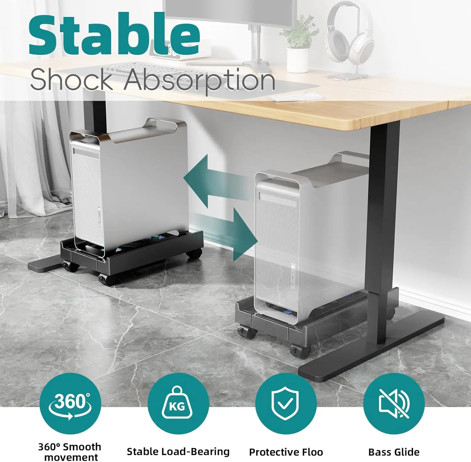 Soporte CPU con ruedas y ventilador RGB ajustable para gatos y perros - imagen 4