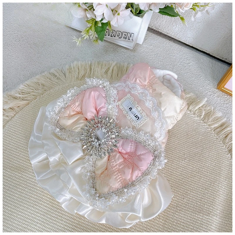 Abrigo vestido princesa con lazo para perros Yorkshire y Teddy - imagen 3