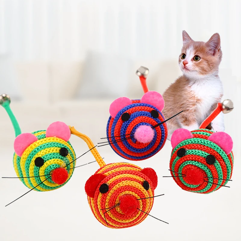 5/10 Uds. Juguetes de ratón de nailon para gatos, juguete interactivo para gatos con campana, divertido juguete de burlas para gatos, gatito duradero, juguete de animales autojuego - imagen 2
