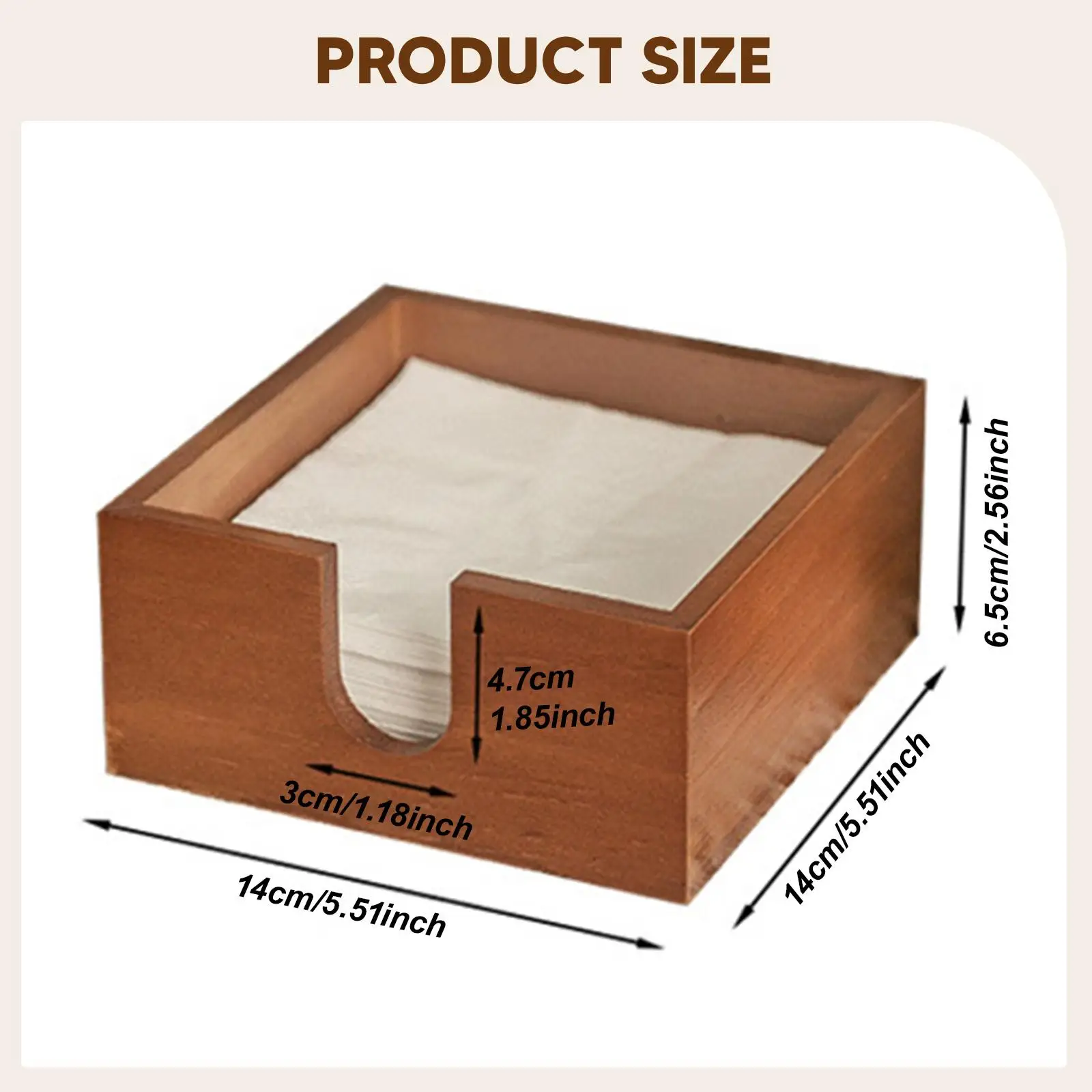 Wood Table Napkin Holder Decorative Memo Pad Organizer Storage Box for Home Office Desk Kitchen Restaurant Cafe Bar