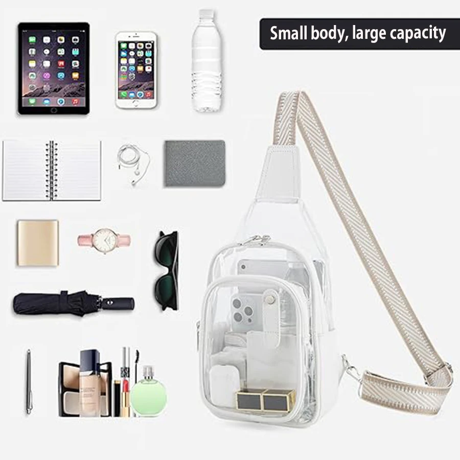 Bolso transparente de la honda del PVC, bolso crossbody de la jalea de la moda, bolso impermeable del pecho para el acontecimiento del concierto de la playa del viaje