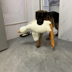 Pato blanco realista de peluche grande para perros: masticar y jugar