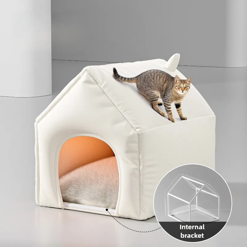 Casa calefactora para gatos, cama para mascotas de temperatura constante, calor para invierno y otoño, camas para perros, gatos, cachorros, gatitos, mascotas, casas para perros de tela - imagen 4