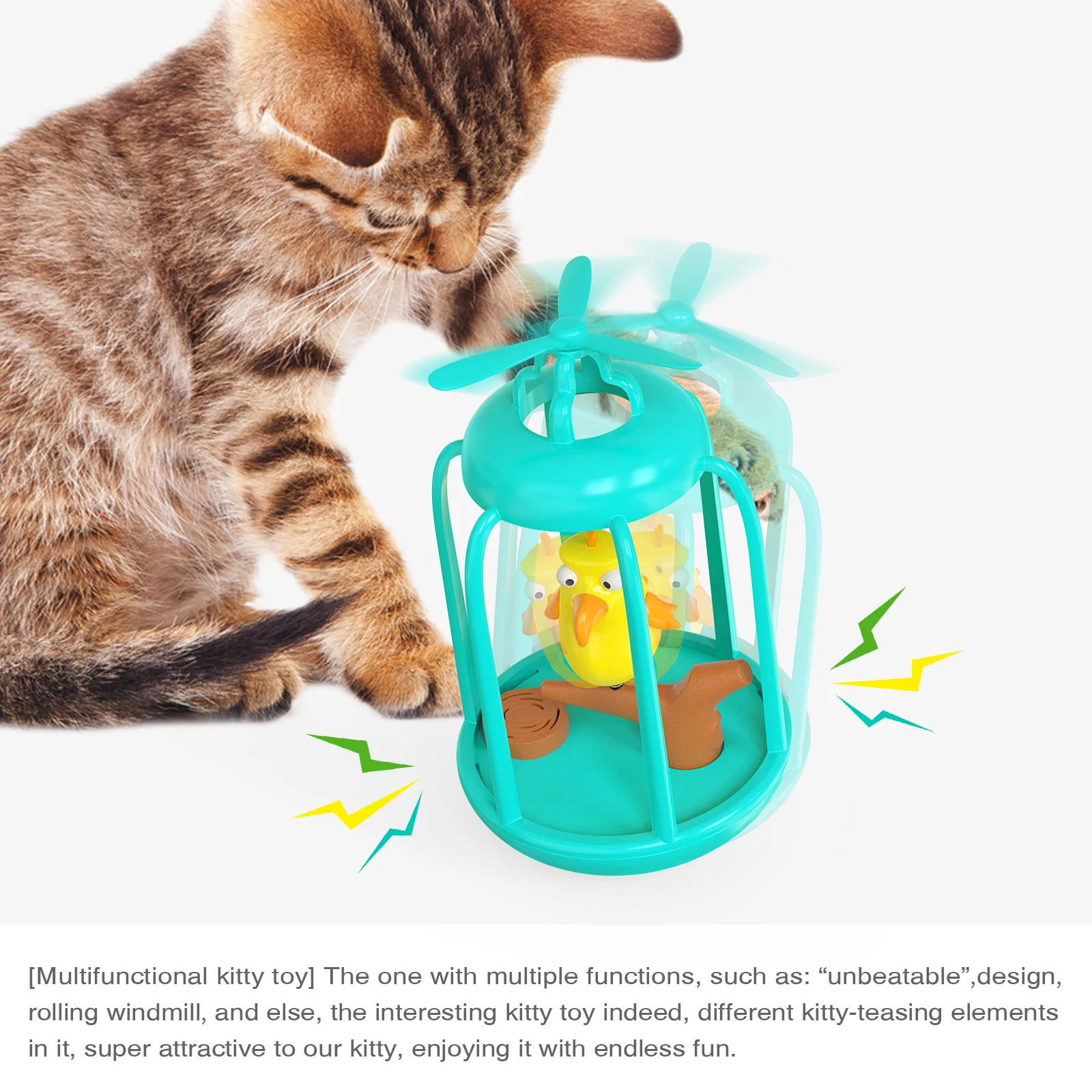 Jaula para pájaros chillona para gatos, juguete Original divertido para gatos, gatito con llamada de pájaro, columpio interactivo para perseguir productos para mascotas - imagen 3