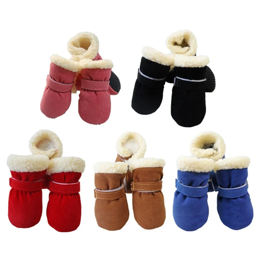 4 unids/set de zapatos de invierno para perros, botas antideslizantes para la lluvia y la nieve, calzado grueso y cálido para gatos pequeños, cachorros, Chihuahua, botines tipo calcetín para perros - imagen 4