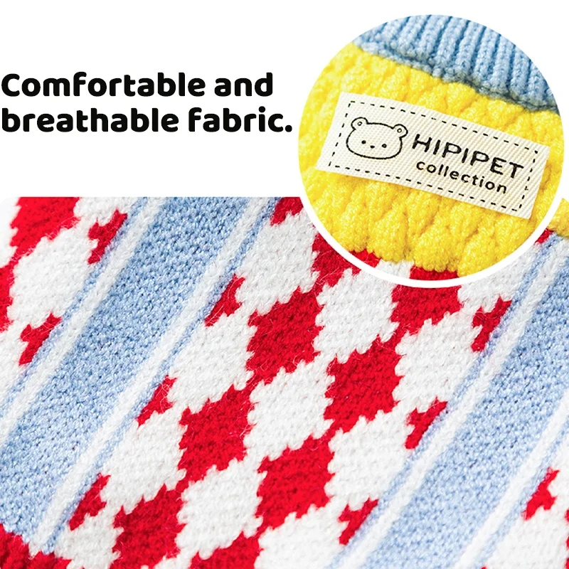 Suéter de punto para perro de invierno, ropa cálida y suave para perro, cuello alto para cachorro, suéter con estampado bonito para gato, jerséis para mascotas, trajes de Yorkshire - imagen 5