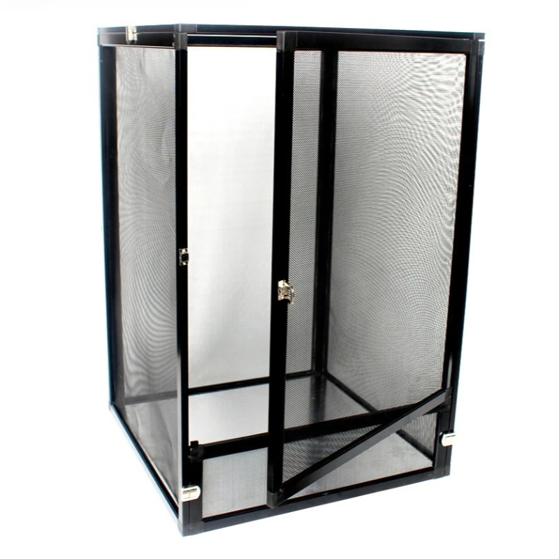 Jaula de red para reptiles de aleación de aluminio, tanque de hábitat para terrario, caja de escalada, camaleón, lagarto, jaula de red, jaulas transpirables, 43x43x66cm