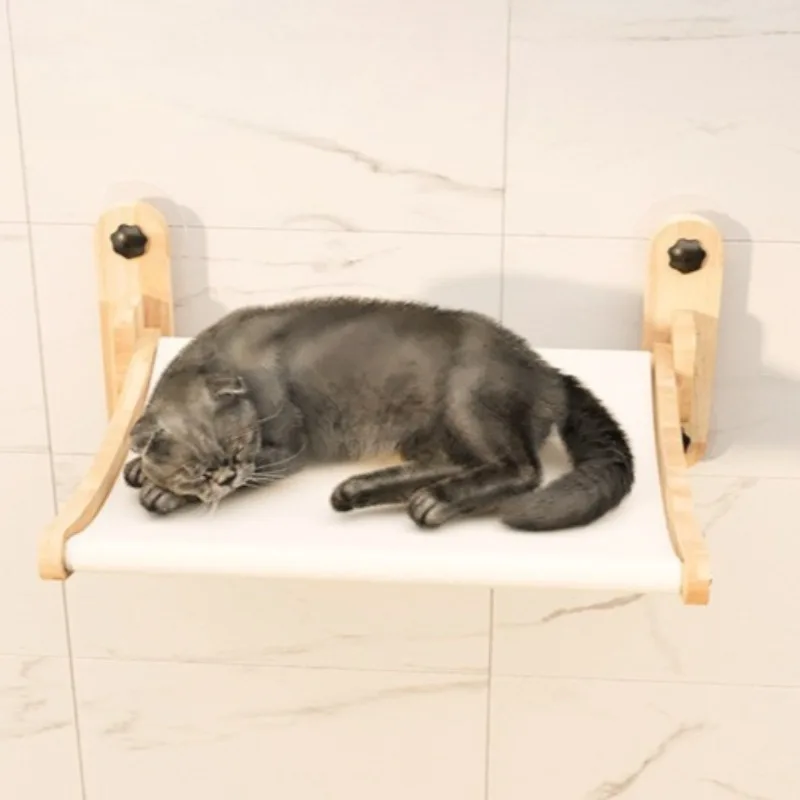 Cama para gatos de madera maciza montada en la pared, poste rascador para escalar, fijación con ventosa, plataforma de salto para gatitos, producto para escalar mascotas en casa - imagen 2