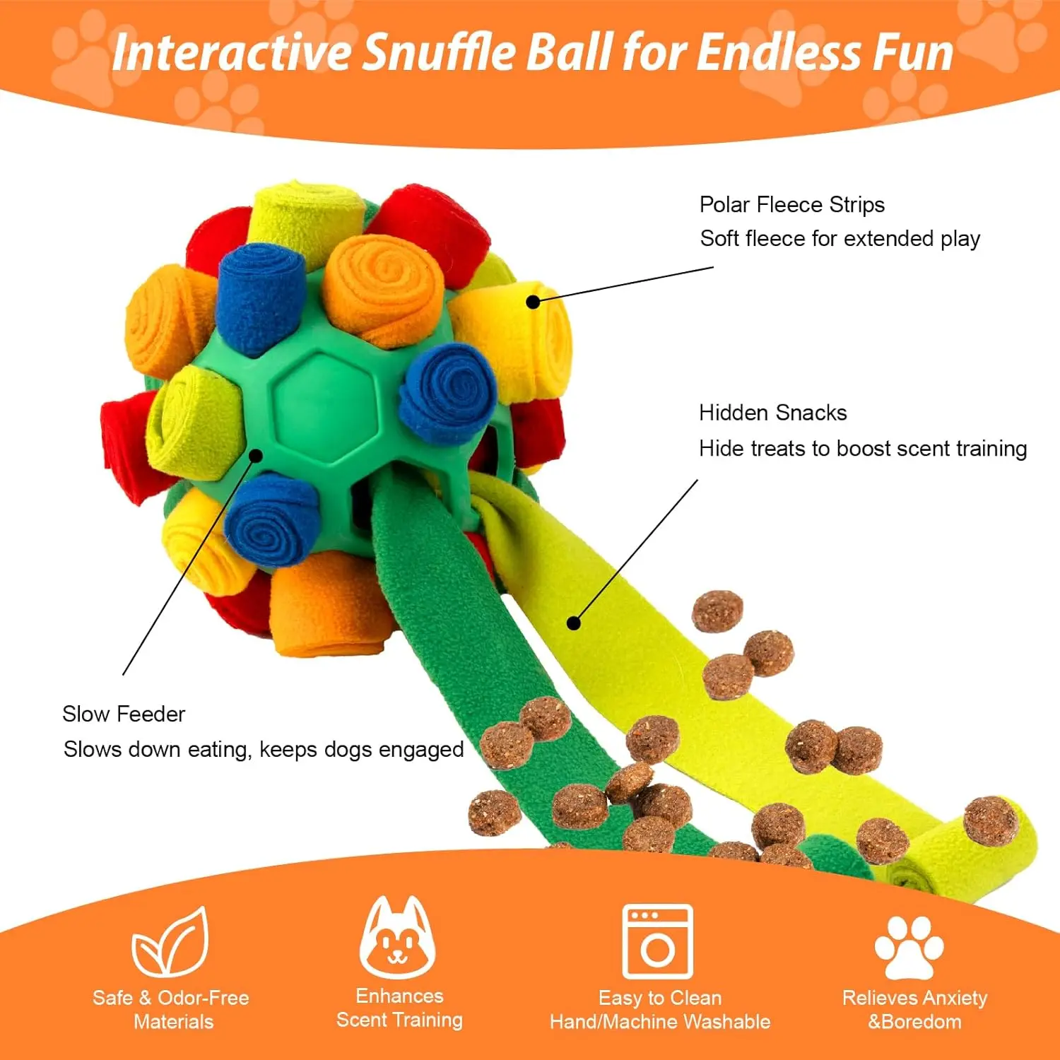 Bolas de snuffle para perros, juguete de snuffle, lavable a máquina, pelota de golpeteo para cachorros y alivio del aburrimiento - imagen 5