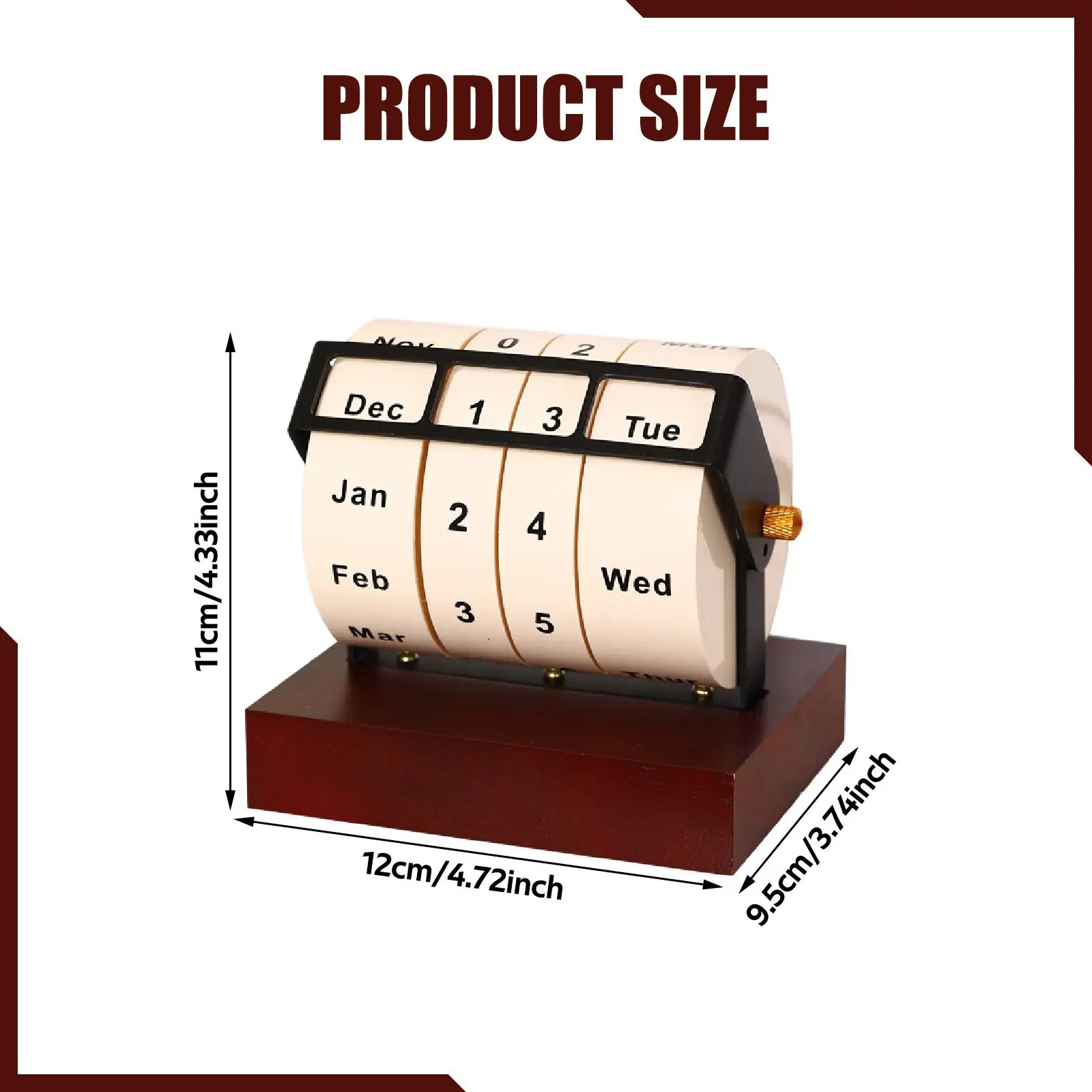 Rotary Perpetual Desk Calendar Tabletop Calendar Desktop Ornament Month Week