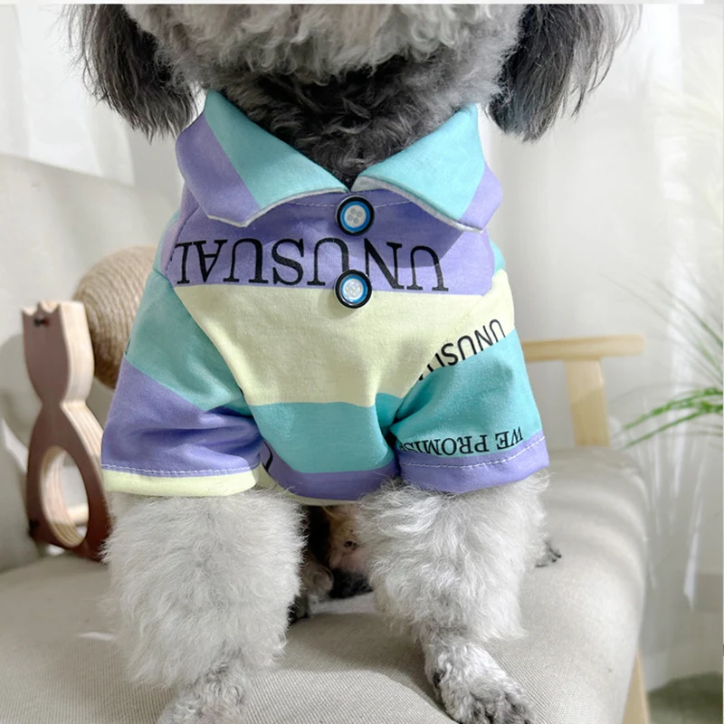 Ropa para perros, camiseta bonita a rayas, trajes de verano para mascotas de niño y niña, perfecto para sesiones de fotos de cachorros y gatitos de Yorkie - imagen 2