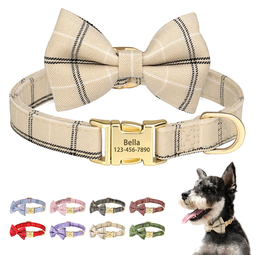 Collar con hebilla para perro personalizado, pajarita bonita, collares de identificación para perros y gatos, grabado gratis, antipérdida para perros pequeños y medianos, gatos, Chihuahua - imagen 4