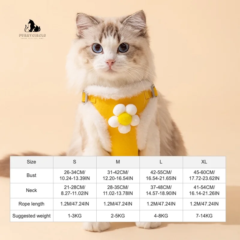 Arnés ajustable para mascotas, chaleco de invierno para gatos, chaleco para cachorros para perros pequeños y medianos, correa para caminar al aire libre, bonito Collar para mascotas, accesorios para mascotas - imagen 5