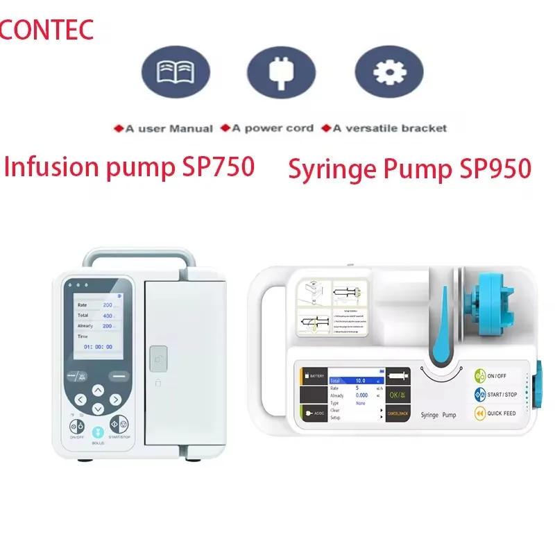 CONTEC-bomba de jeringa de uso humano o veterinario, bomba de infusión SP750 / SP950 LCD, alarma en tiempo real, batería recargable - imagen 2