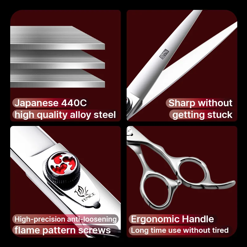 Fenice tijeras para perros JP440C 7/7,5 pulgadas tornillo de llama mascota recta esponjosa más delgada dientes de tiburón tijeras de aseo curvadas - imagen 2