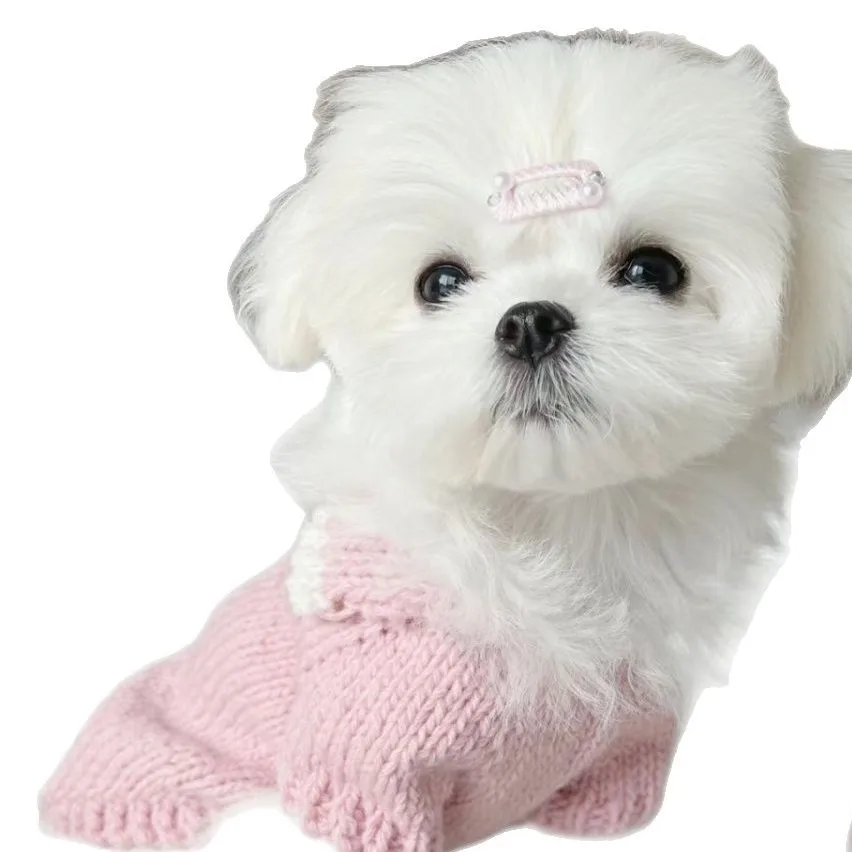 Suéter con cuello de otoño/invierno para mascotas, abrigo de peluche para gatos, abrigo inferior de punto para perros pequeños, ropa para cachorros, ropa para perros pequeños - imagen 4
