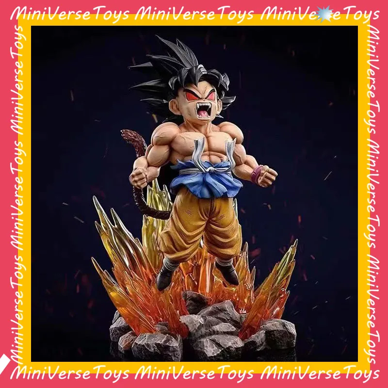 19cm BANDAI Dragon Ball SHK Kai Ape Series Son Goku Super Saiyan four Anime Glow Black Hair Goku Figure PVC Anime Model Ornament