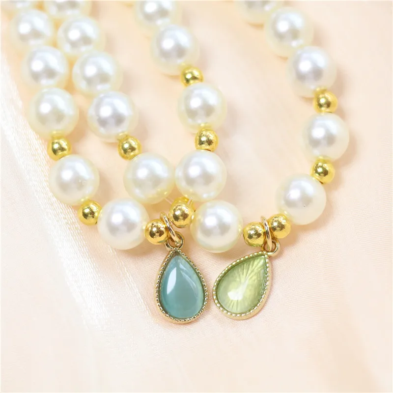 Collar de piedras preciosas de colores claros para mascotas, Collar para gatos, Collar para perros, decoración de temperamento de perlas, oso de peluche para gatos, accesorio para mascotas - imagen 3