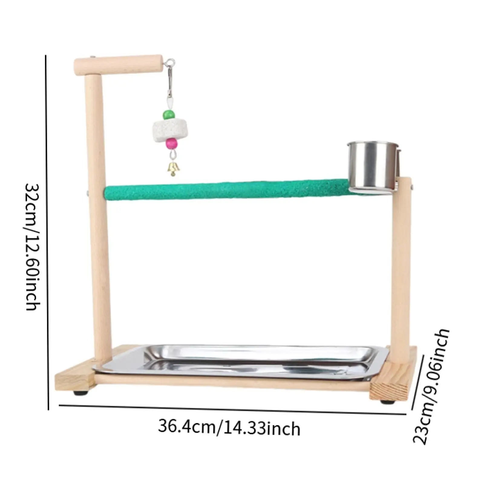 Parrot Playground Perch Gym Removable Tray Feeder Cups Exercise Activity Center for Budgie Conures Cockatoos Cage Accessories