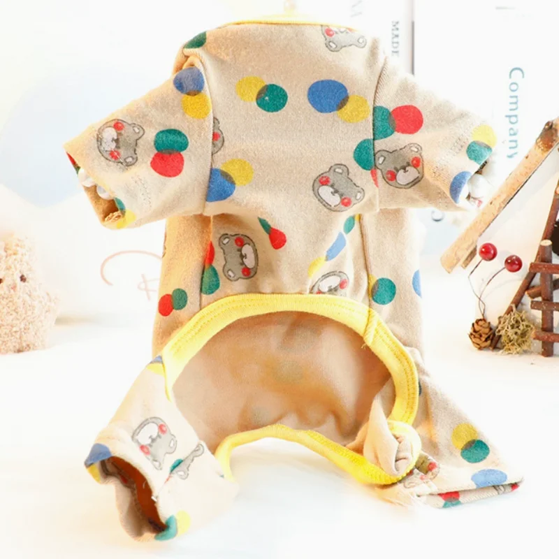 Pijamas finos para perros, ropa para perros de primavera y otoño, mono con estampado de oso y puntos, abrigo para cachorros, camisas para perros Chihuahua Bichon - imagen 2