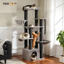 Árbol robusto para gatos grandes con varios niveles y hamaca