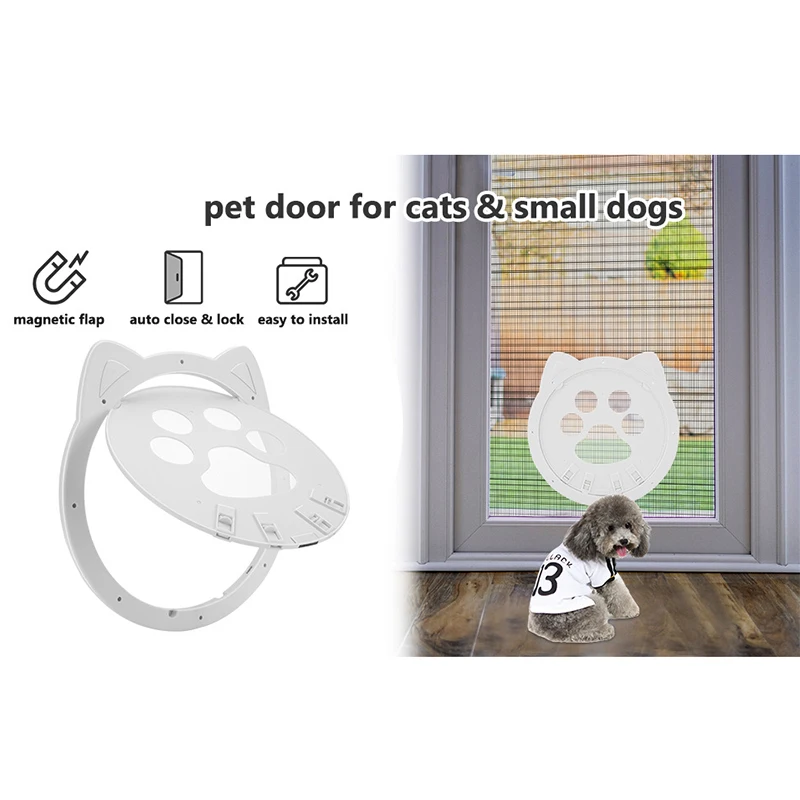 Cerradura de 4 vías con huella de pata de gato pequeña, puerta para mascotas, puerta para cachorros, puerta Interior Exterior, ventana, puerta segura con cerradura para puerta de perro - imagen 3
