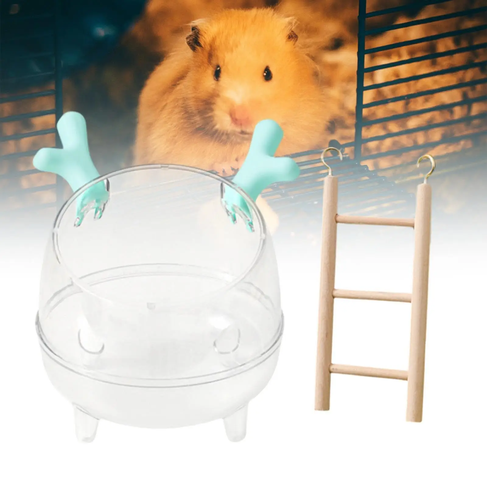 Hamster Sand Bath Container,Small Animal Shower Hideout,Clear,Small Pet Bathroom Sand Bath Box Hamster Toilet for Gerbil,Mice