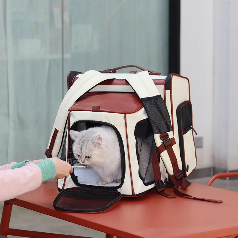 Bolsas para mascotas con cápsula espacial, bolsa escolar de lona para perros de gran capacidad para salida de gatos, mochila portátil de doble hombro para gatos, mochila para mascotas - imagen 5