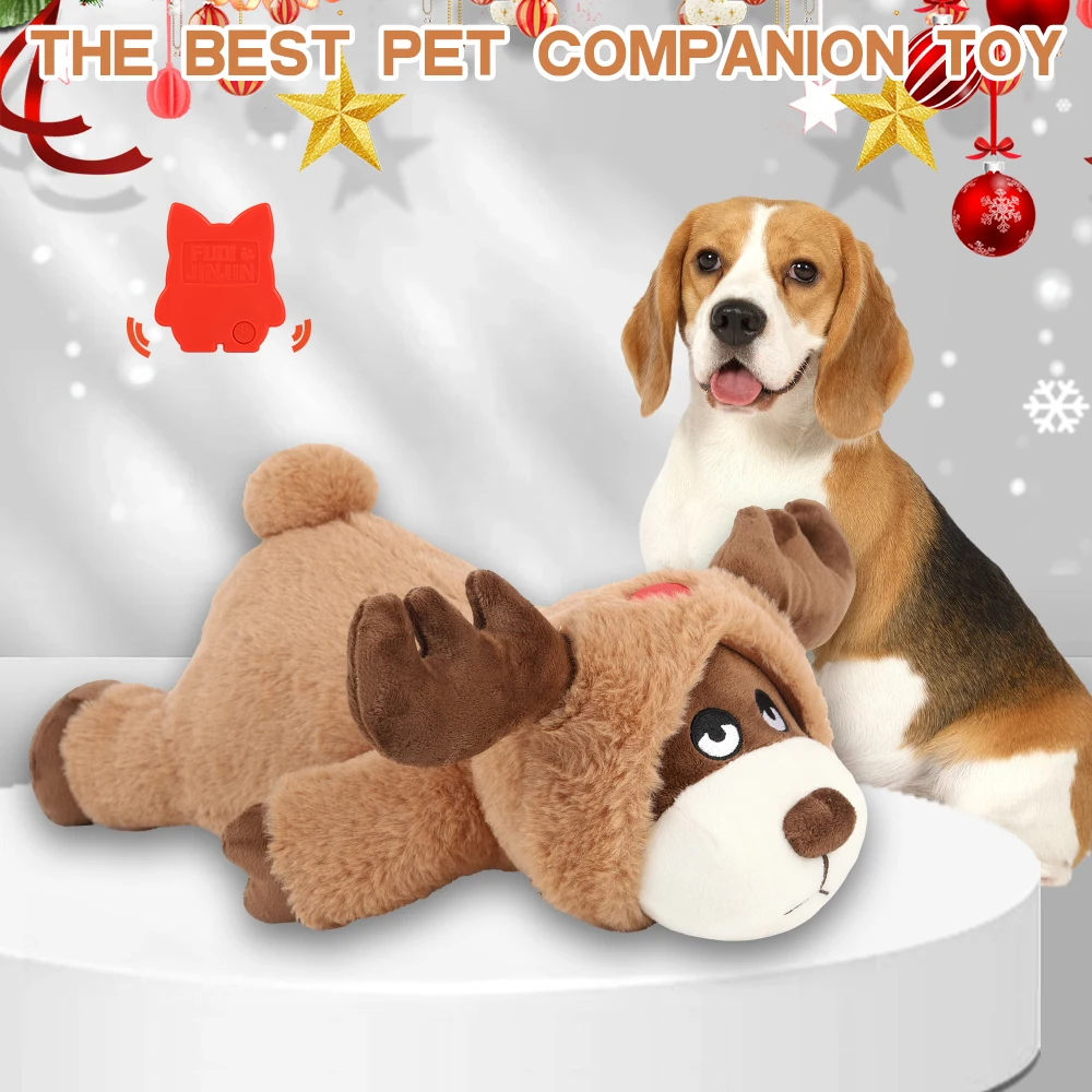 Navidad Reno Oso Perro Heartbeat Toy Perro Heartbeat Toy con mecanismo de latido del corazón incorporado para calmar la ansiedad del cachorro
