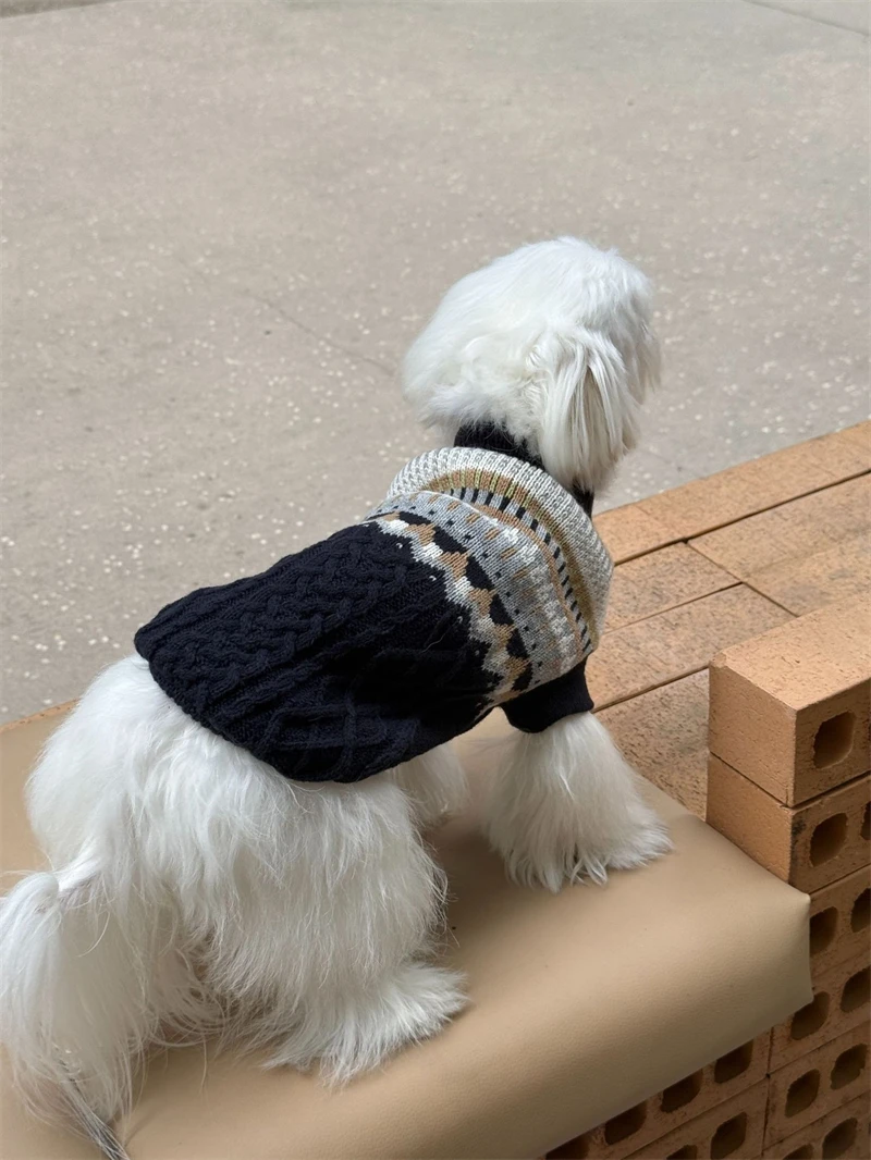 Suéter tejido de invierno, trajes para perros pequeños y medianos, sudadera para mantener el calor, ropa para gatos, monos de Bulldog Francés de lana suave - imagen 5