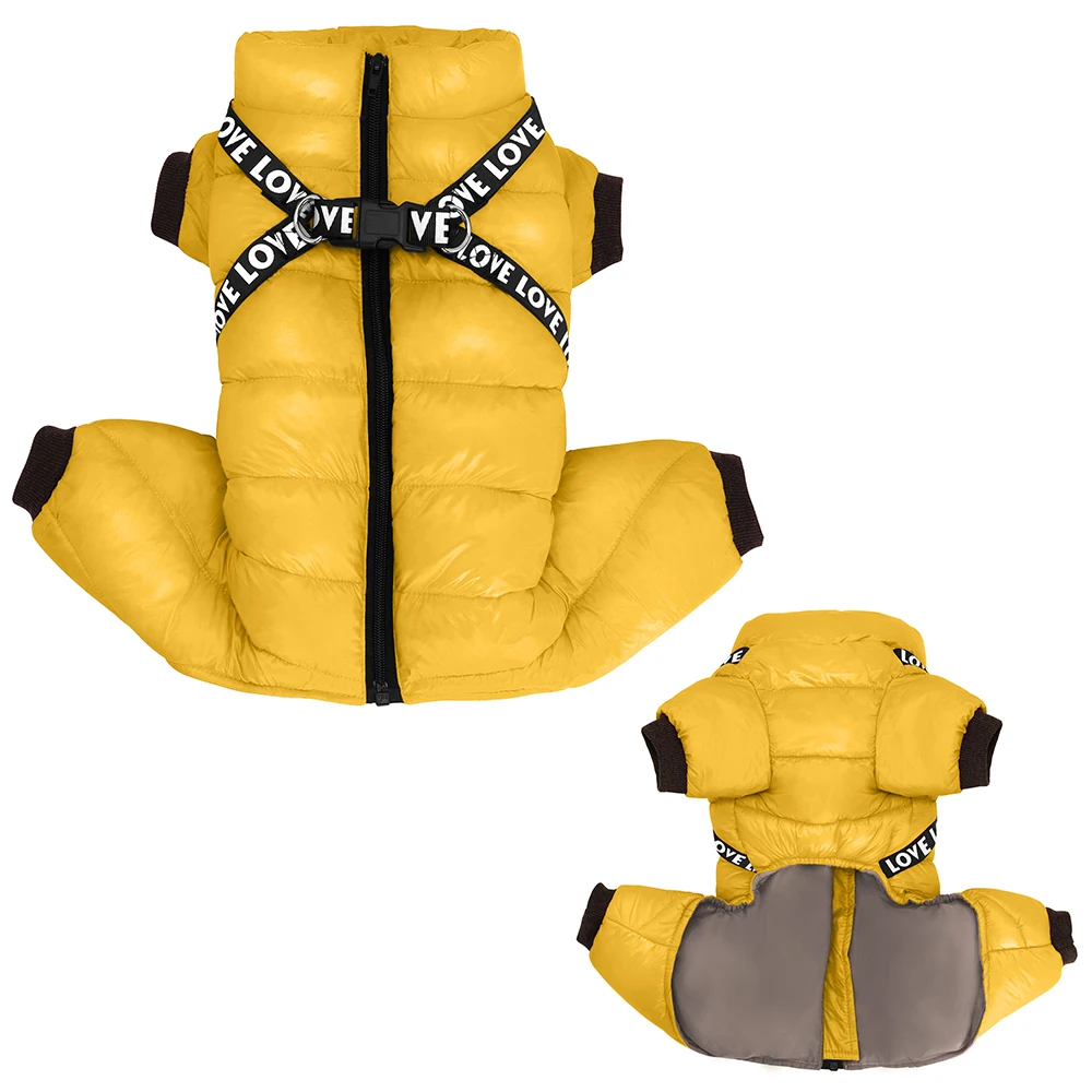 Ropa de invierno para perros, chaqueta supercálida para mascotas, abrigo con arnés, ropa impermeable para cachorros, sudaderas con capucha para perros pequeños y medianos - imagen 5
