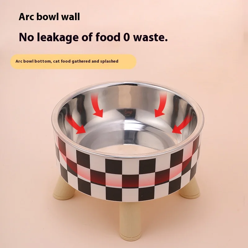 Pet cat and dog bowl polka-dot plaid stainless steel anti-slip easy to clean indoor and outdoor - imagen 4