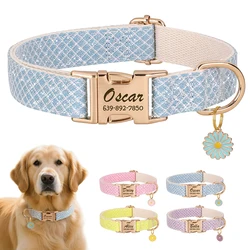 Collar de nailon con nombre grabado para perros y gatos