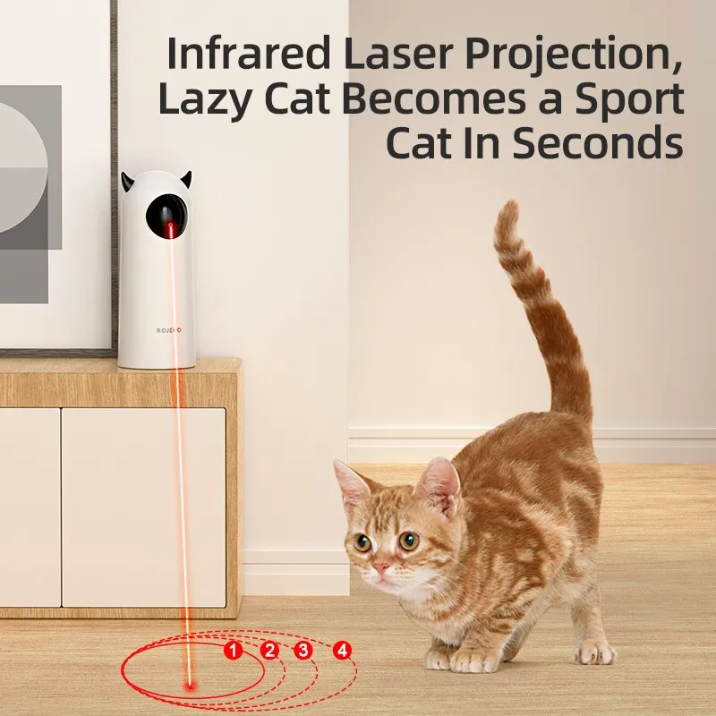 Robeco-juguetes automáticos para gatos, láser LED interactivo inteligente para mascotas, accesorios de juguete para gatos de interior, juguete electrónico de mano para perros - imagen 2