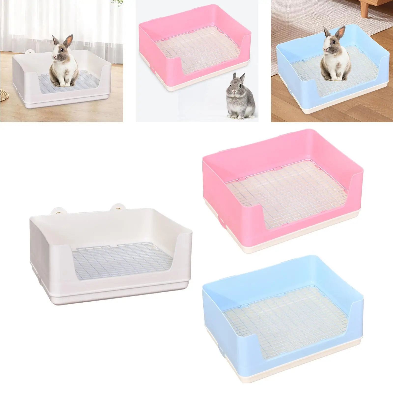 Litter Box Anti Splashing Detachable Tray Bedpan Small Animals Litter Tray for Chinchilla Guinea Pig Bunny Ferret Hamster