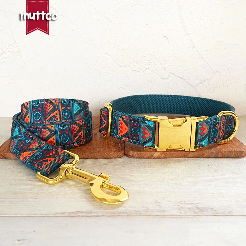 Collar de perro con hebilla de metal grabada MUTTCO MAYA TREASURE, collar con etiqueta de identificación de perro personalizado, placa de identificación de 5 tamaños, antipérdida para mascotas UDC196 - imagen 5