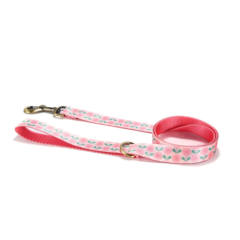 Collar de perro personalizado de diseñador PLATTCO, Collar de perro personalizado de nailon de lujo para perros pequeños y grandes, collares con nombre, diente de león rosa PDC356 - imagen 2