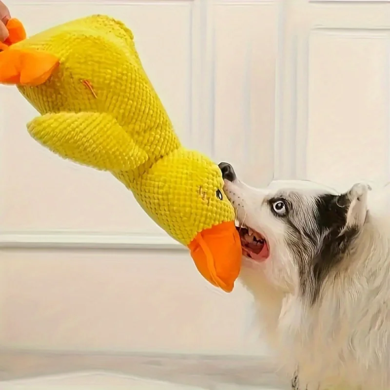 Juguete de peluche para perro, pato amarillo, masticable suave, razas pequeñas y medianas, con efectos de sonido interactivos, ideal para jugar y entrenar, 1 Uds. - imagen 4