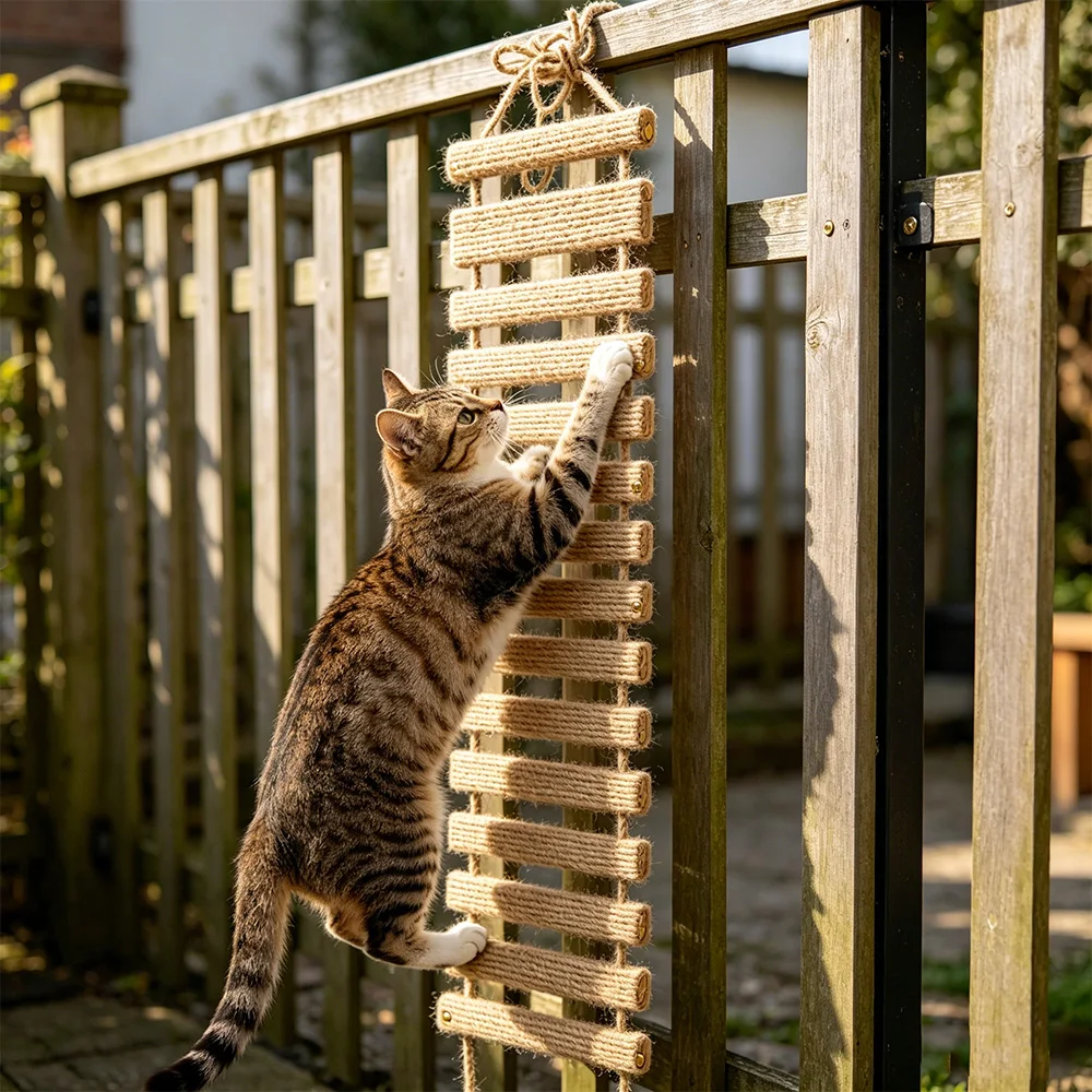 Puente sisal madera gato – Escalera rascador jaula - imagen 4