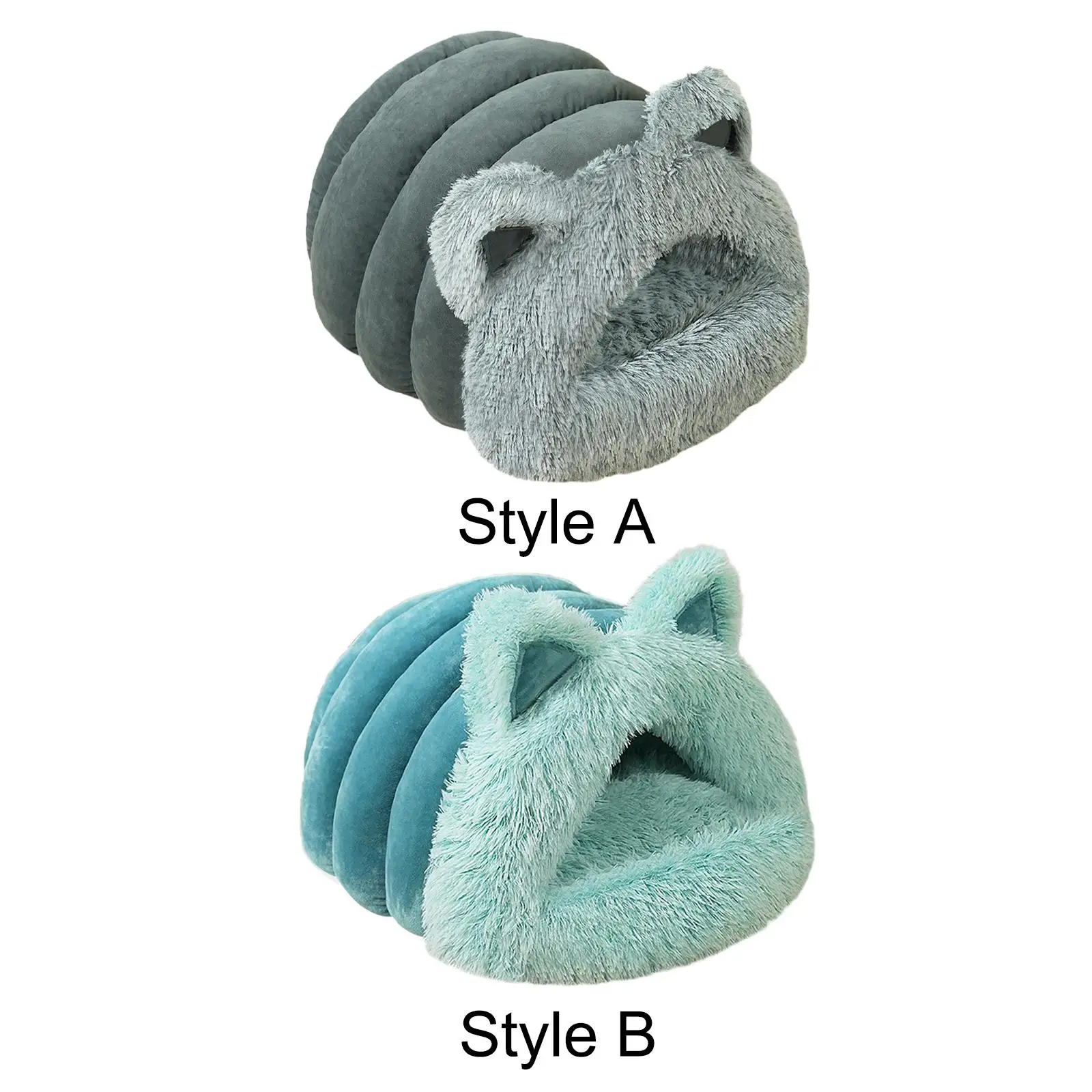 Plush Cat Bed Self Warming Pet Bed Comfortable Semi Enclosed Plush Burrowing Bed Kitten Kitty Shelter for Rabbits Kittens