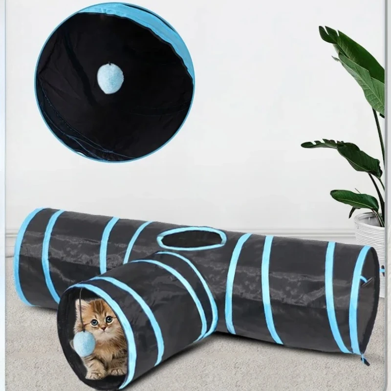 Túnel plegable para gatos, juguete, taladro, agujero para gatear, bolsa de papel con sonido, autoelevación, calmante y evita la casa, nido para gatos - imagen 5